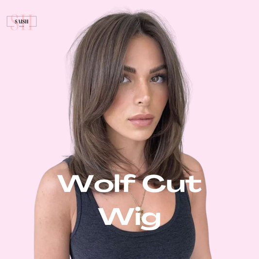 Saish Hair Short Brown Wolf Cut Wig | 100% Human Hair | Layered, Lightweight, and Natural-Looking | Heat-Friendly, Hand-Tied Wig for Women